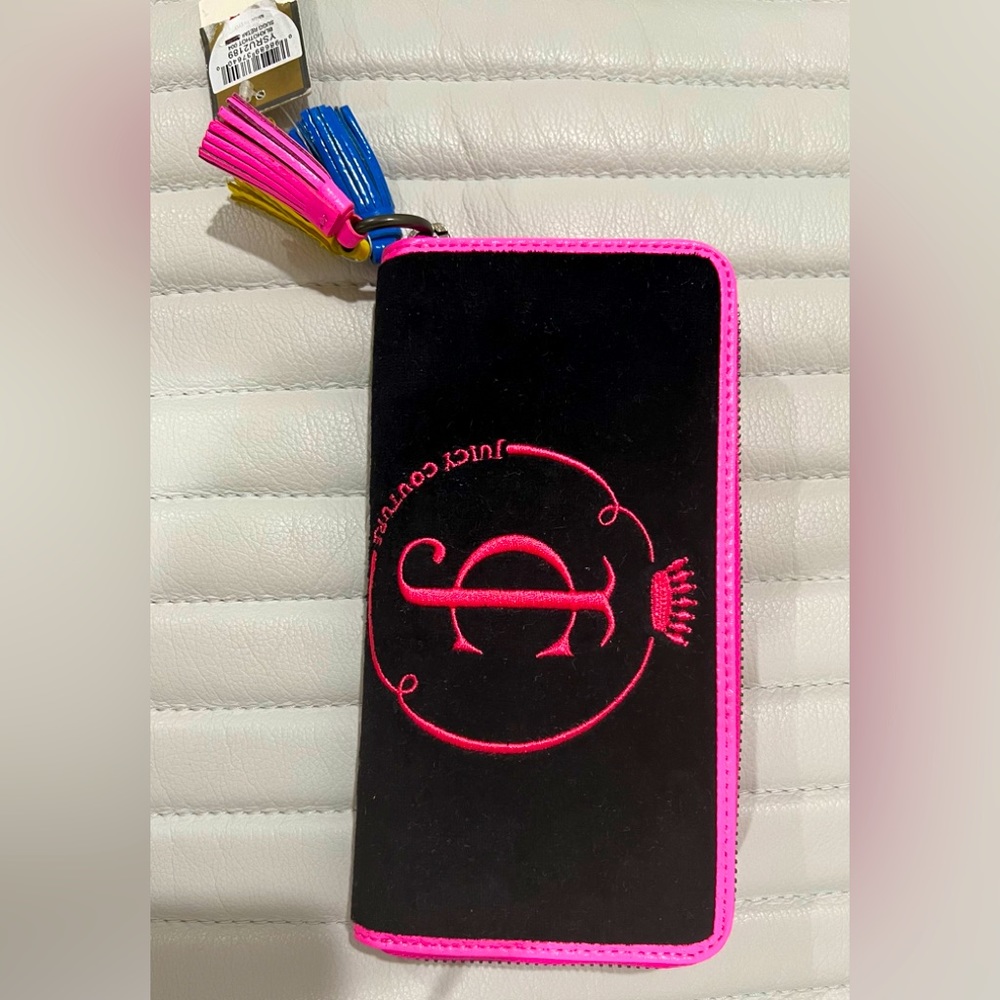 Juicy couture neon pink and black wallet.